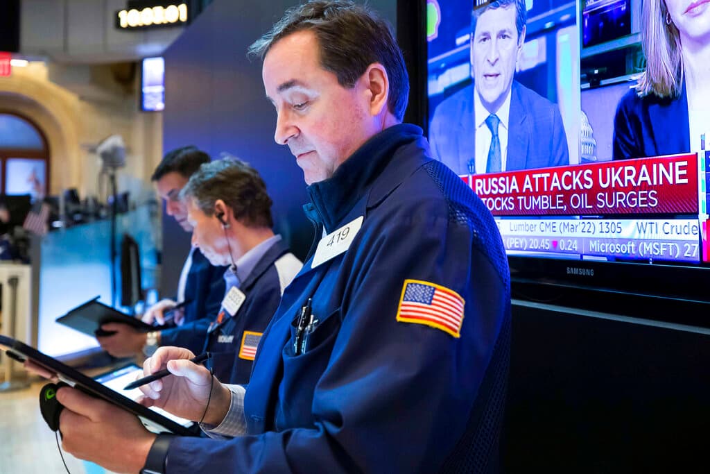 The floor of the New York Stock Exchange February 24, 2022. Courtney Crow/New York Stock Exchange via AP